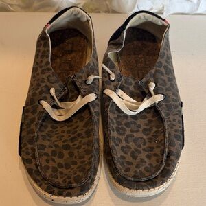 Hey Dude Women's Leopard-Print Slip-On Sneakers in Brown and Black